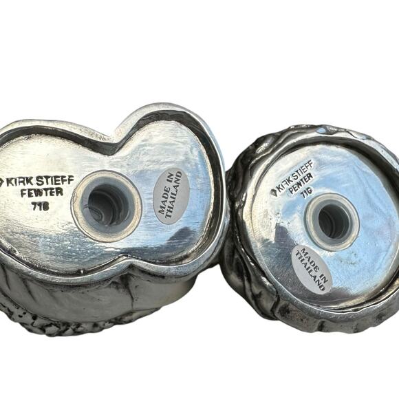 Vintage Pewter Kirk Stieff Williamsburg Christmas Santa Salt And Pepper Shakers - Picture 9 of 14